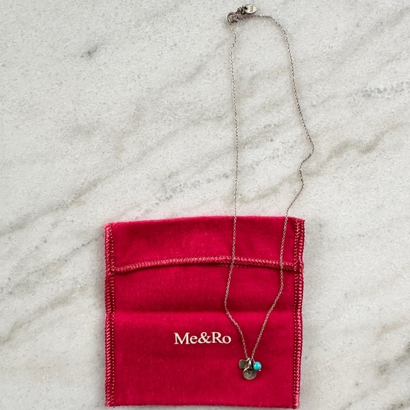 Me&Ro Necklace, Sterling Silver Flower with Turquoise Bead Pendant - Picture 3 of 8